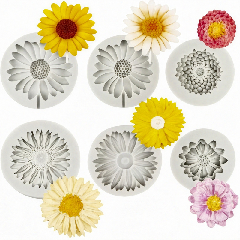Soap Making Silicone Molds - 6 sztuk, silikonowa forma słonecznik-stokrotka, forma